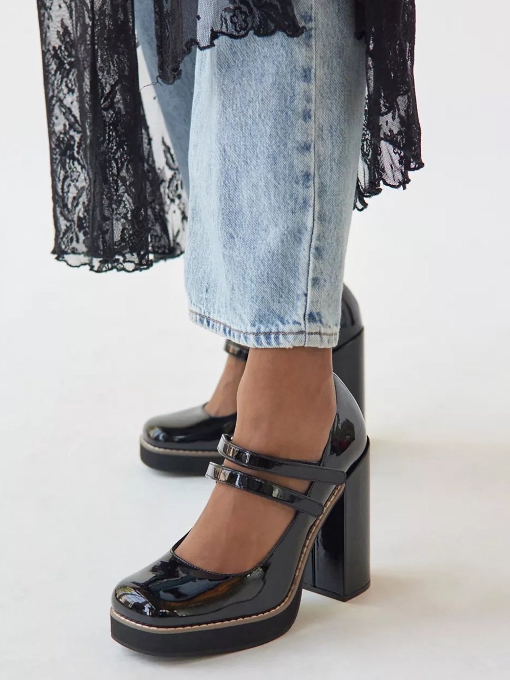 Steve Madden Twice Mary Jane Platform Pump | Patent Black